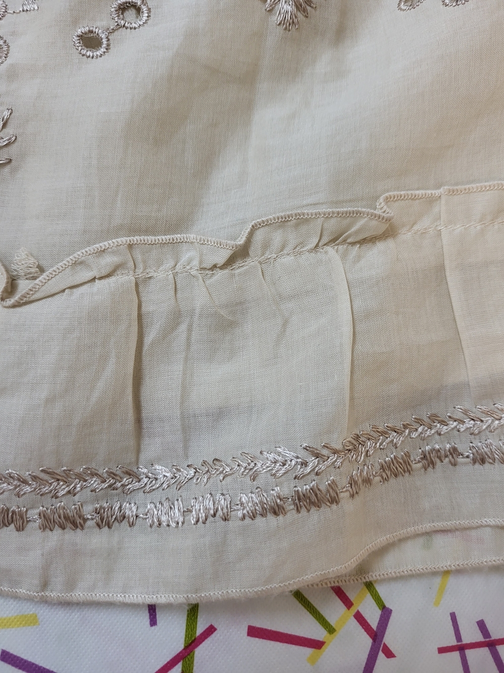 Talbots Bohemian Cream Embroidered Midi Skirt - Picture 9 of 13
